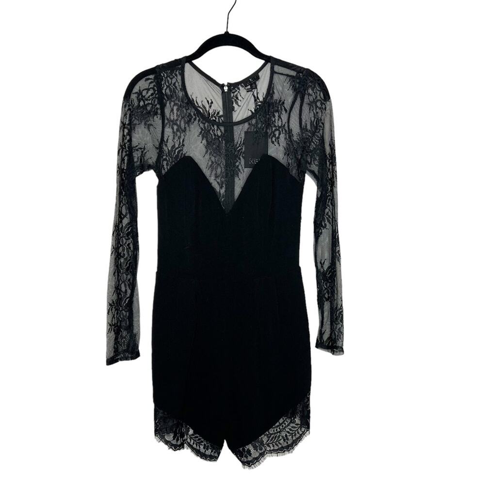 NBD / Spoiled black lace long sleeve romper / S new
